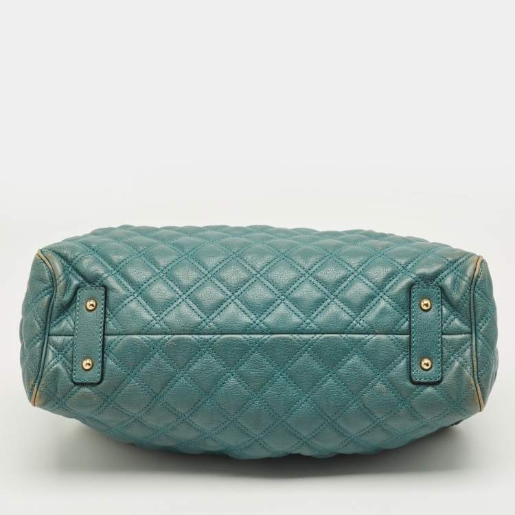 Pre Owned Marc Jacobs Gren Quilted Leather Stam Satchel