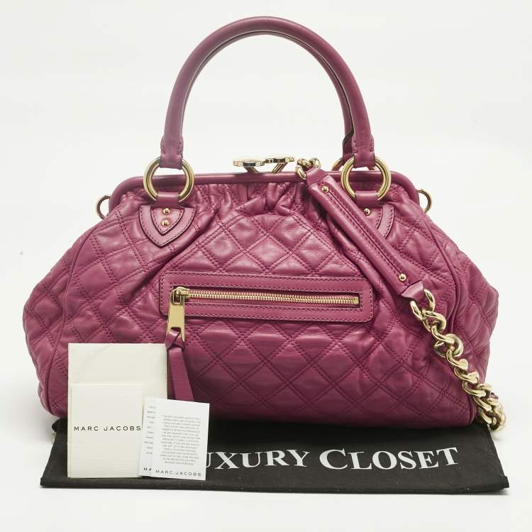 Pre Owned Marc Jacobs Magenta Quilted Leather Stam Satchel