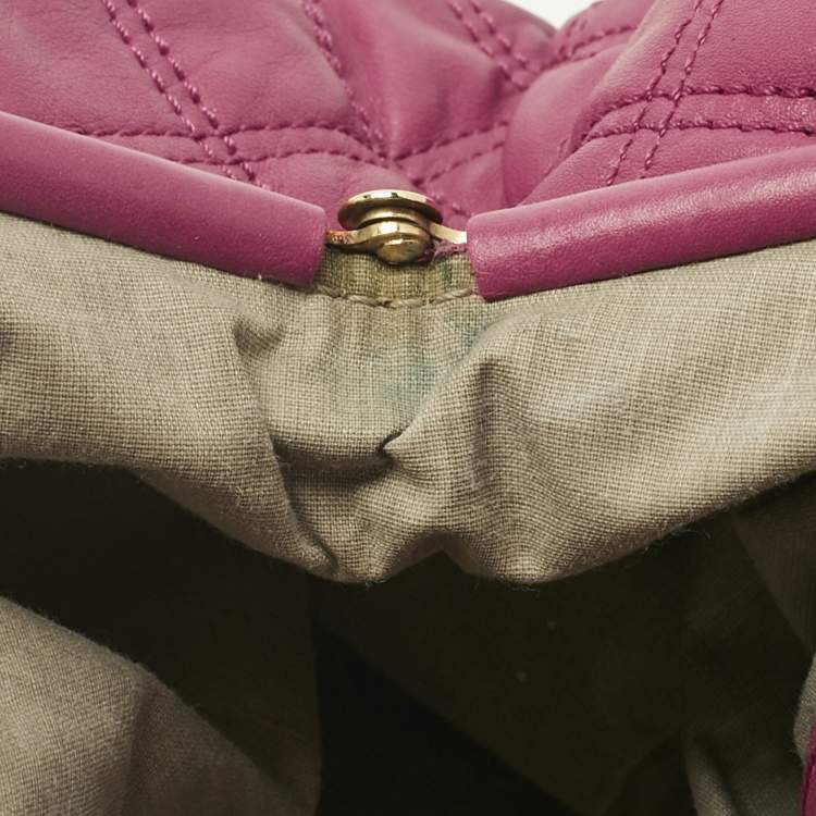 Pre Owned Marc Jacobs Magenta Quilted Leather Stam Satchel