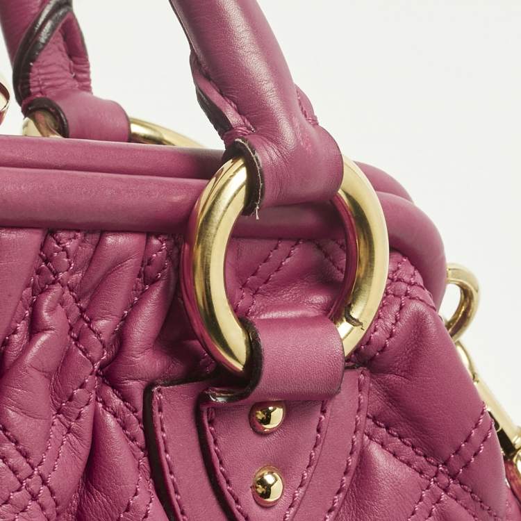 Pre Owned Marc Jacobs Magenta Quilted Leather Stam Satchel