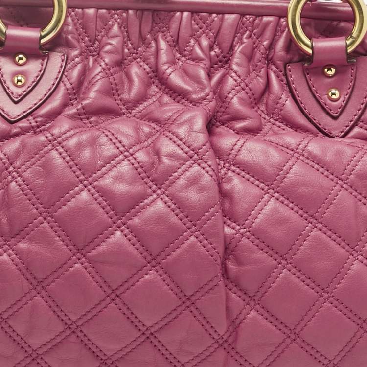 Pre Owned Marc Jacobs Magenta Quilted Leather Stam Satchel