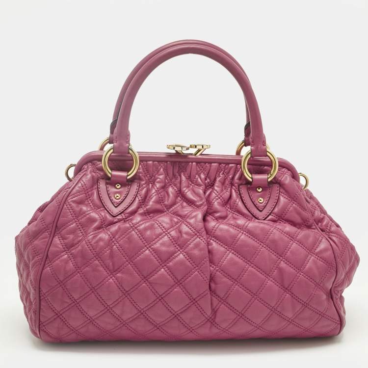Pre Owned Marc Jacobs Magenta Quilted Leather Stam Satchel