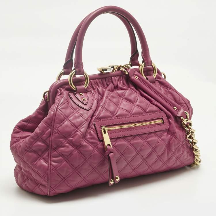 Pre Owned Marc Jacobs Magenta Quilted Leather Stam Satchel