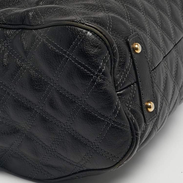 Pre Owned Marc Jacobs Black Quilted Leather Stam Satchel