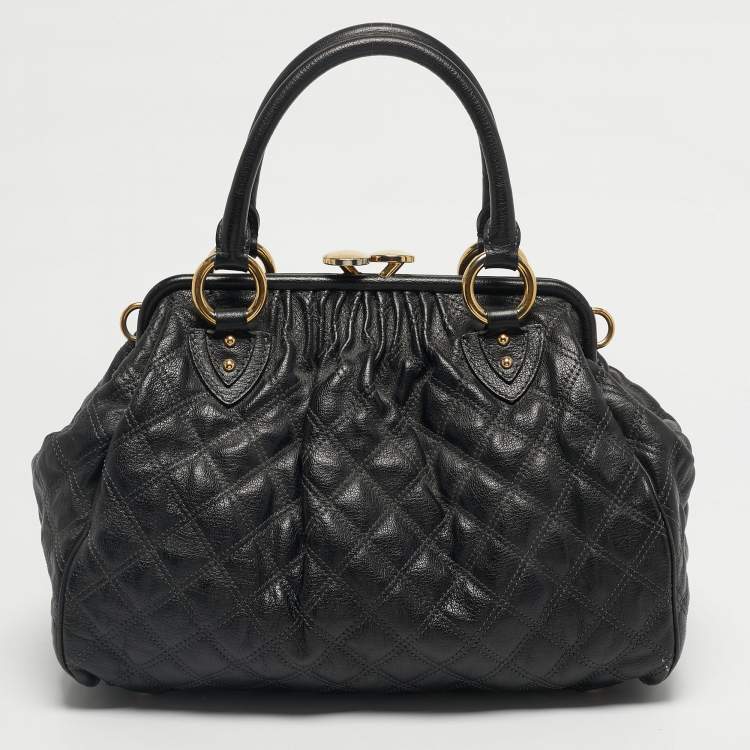 Pre Owned Marc Jacobs Black Quilted Leather Stam Satchel
