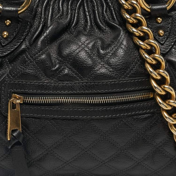 Pre Owned Marc Jacobs Black Quilted Leather Stam Satchel