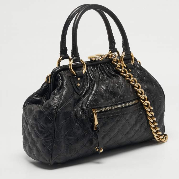 Pre Owned Marc Jacobs Black Quilted Leather Stam Satchel