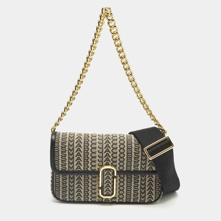 Pre Owned Marc Jacobs The Monogram J Marc Mini Black Fabric Shoulder Bag