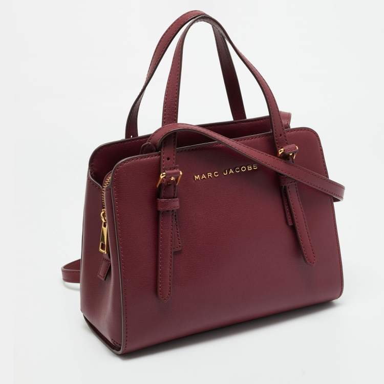 Pre Owned Marc Jacobs Little Big Shot Burgundy Leather Satchel