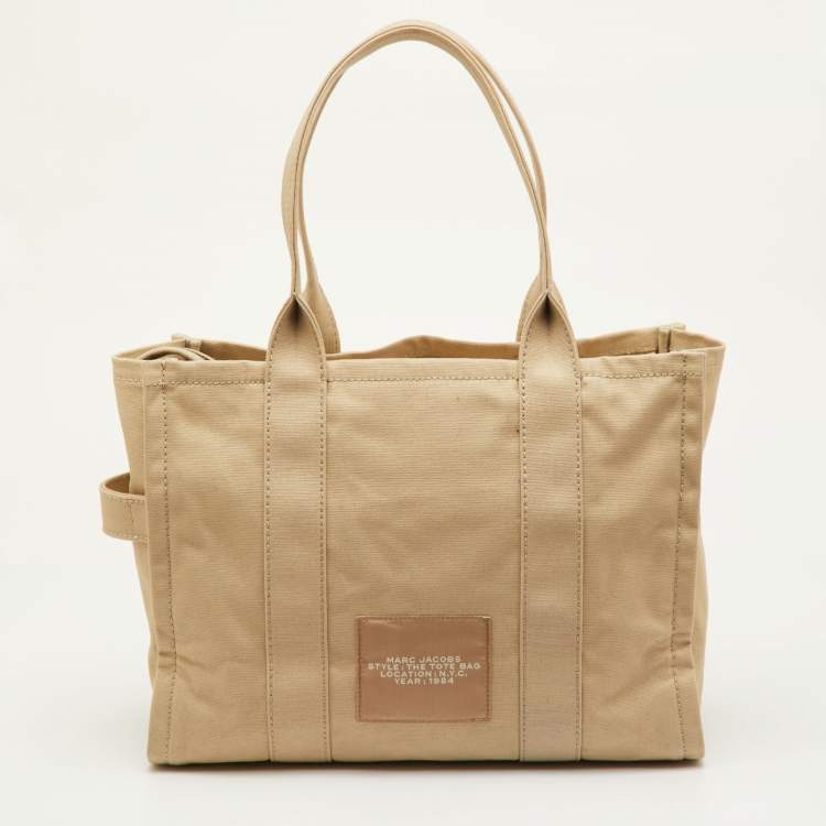 Pre Owned Marc Jacobs The Tote Bag Large Beige Canvas Shopper Tote