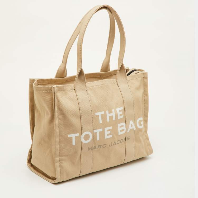 Pre Owned Marc Jacobs The Tote Bag Large Beige Canvas Shopper Tote
