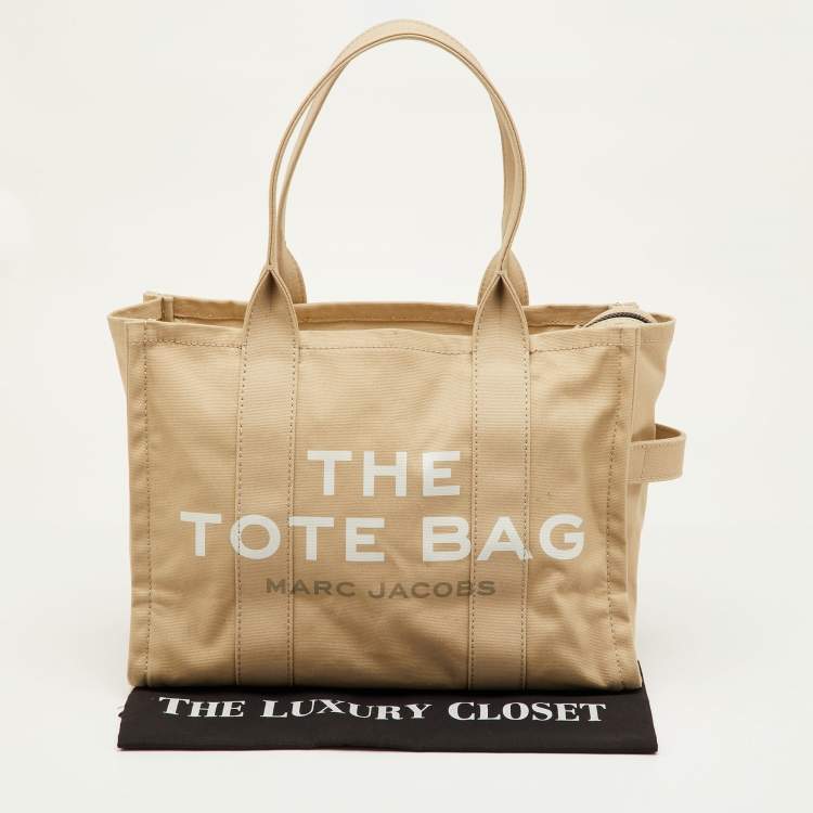 Pre Owned Marc Jacobs The Tote Bag Large Beige Canvas Shopper Tote
