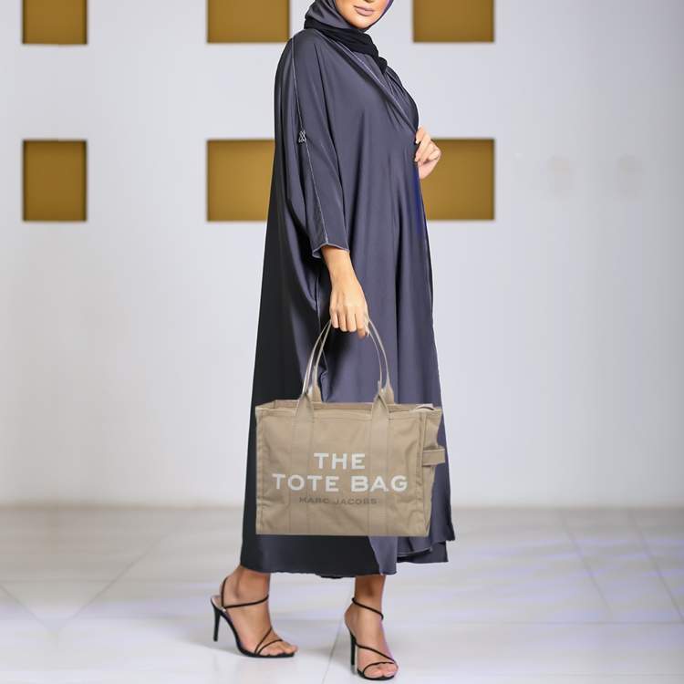 Pre Owned Marc Jacobs The Tote Bag Large Beige Canvas Shopper Tote