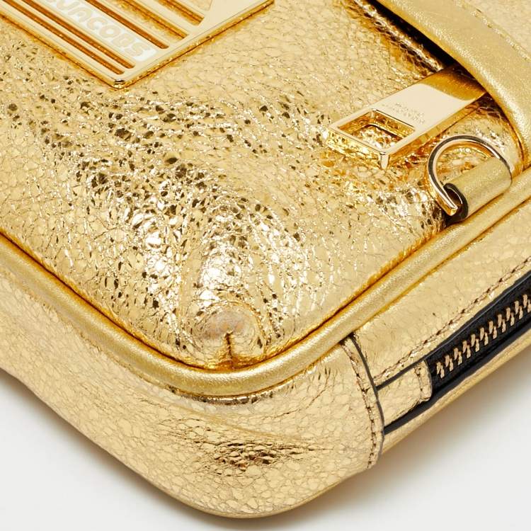 Pre Owned Marc Jacobs Gold Crinkled Leather Sport Belt Bag