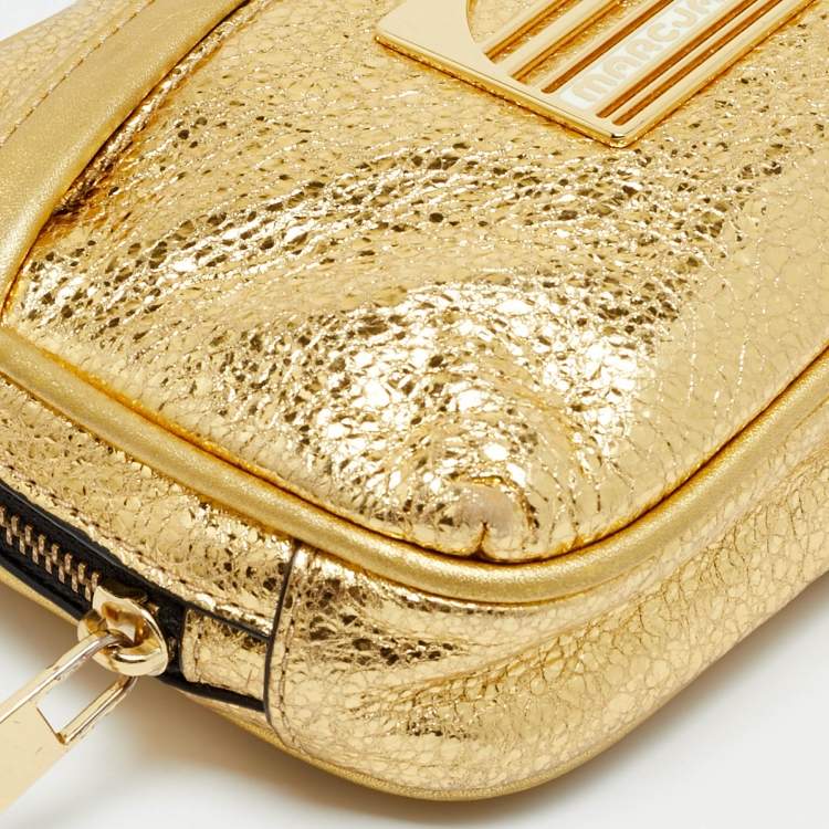 Pre Owned Marc Jacobs Gold Crinkled Leather Sport Belt Bag