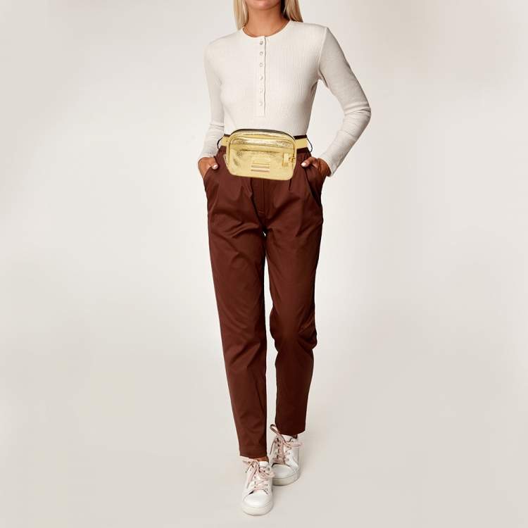 Pre Owned Marc Jacobs Gold Crinkled Leather Sport Belt Bag