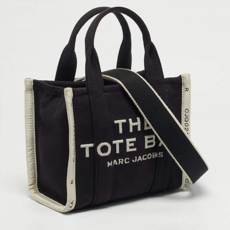 Pre Owned Marc Jacobs The Tote Small Black/Off White Canvas Bag