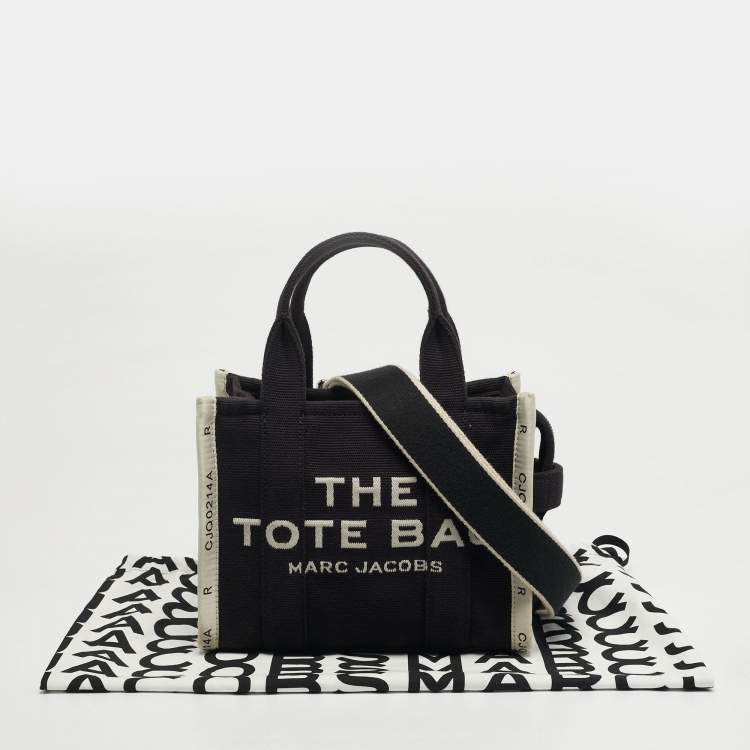 Pre Owned Marc Jacobs The Tote Small Black/Off White Canvas Bag