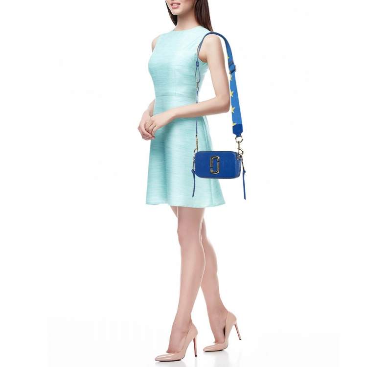Pre Owned Marc Jacobs Blue Leather Snapshot Camera Crossbody Bag
