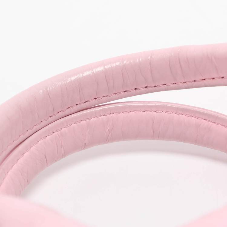 Pre Owned Marc Jacobs The Tote Small Pink Shiny Crinkle Leather Tote