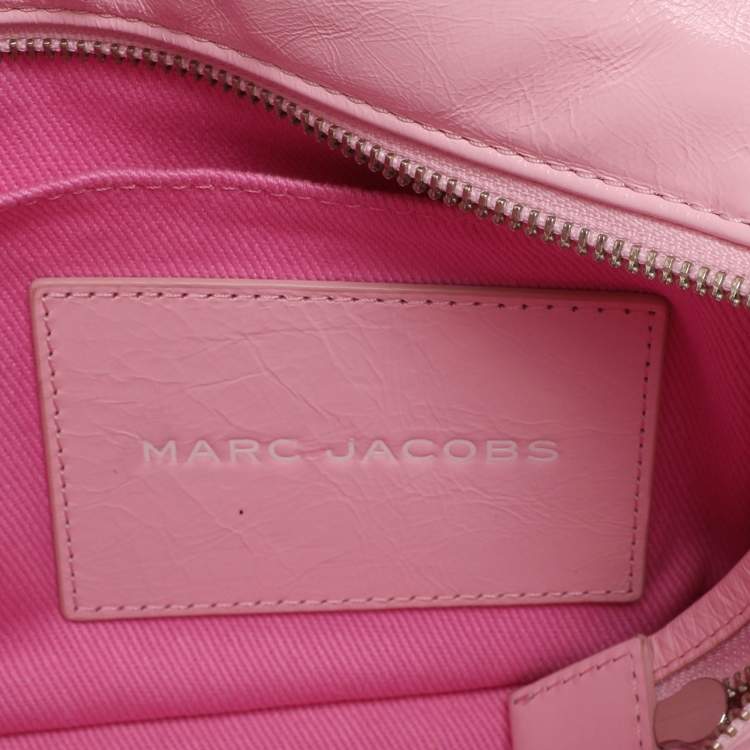 Pre Owned Marc Jacobs The Tote Small Pink Shiny Crinkle Leather Tote