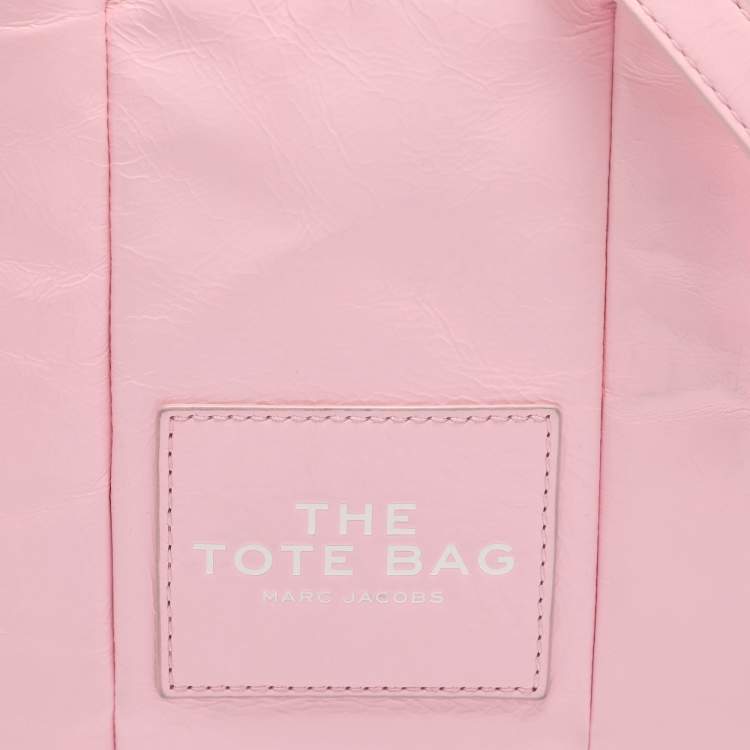 Pre Owned Marc Jacobs The Tote Small Pink Shiny Crinkle Leather Tote