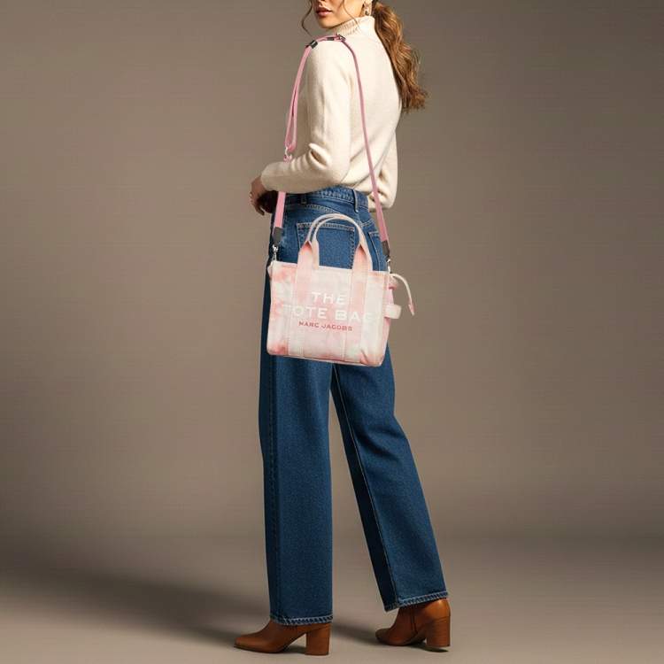 Pre Owned Marc Jacobs The Tote Small Pink Tie Dye Canvas Tote