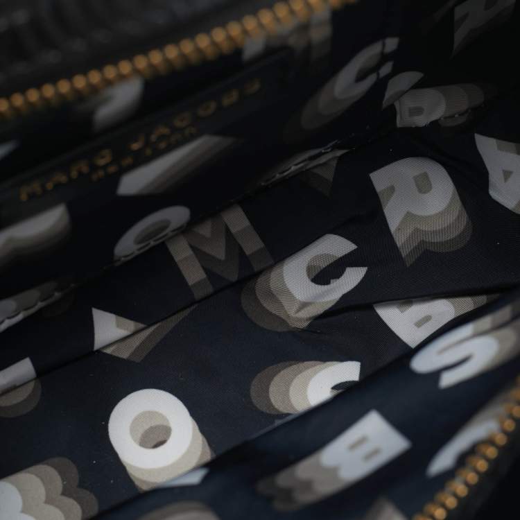 Pre Owned Marc Jacobs Black Flash Croc Embossed Leather Camera Crossbody Bag