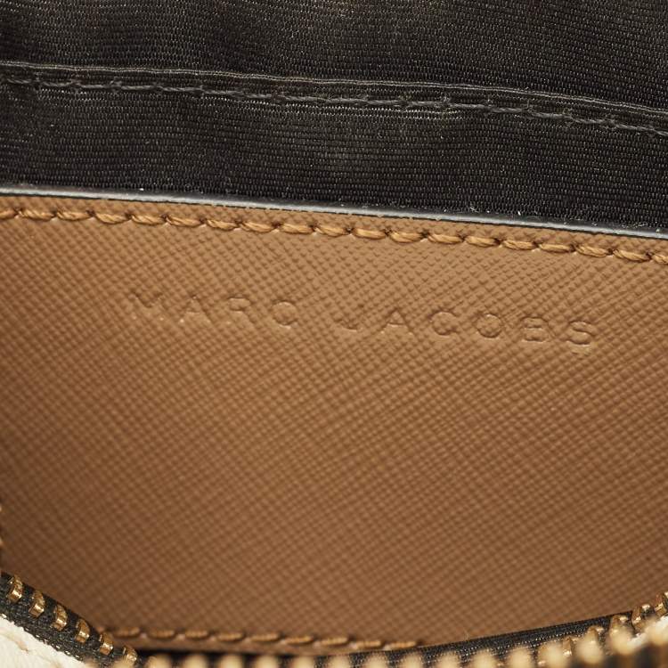 Pre Owned Marc Jacobs Snapshot Camera Brown/Off White Patent Leather Crossbody Bag