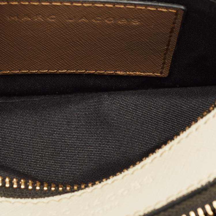 Pre Owned Marc Jacobs Snapshot Camera Brown/Off White Patent Leather Crossbody Bag