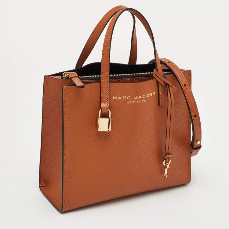 Pre Owned Marc Jacobs Grind Mini Rust Orange Leather Tote
