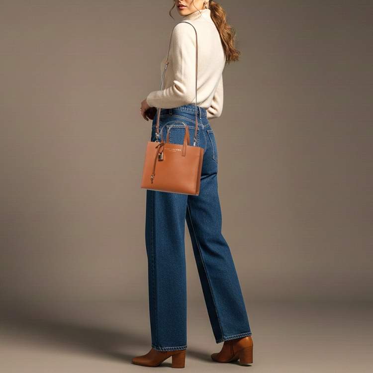Pre Owned Marc Jacobs Grind Mini Rust Orange Leather Tote