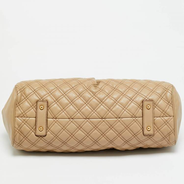 Pre Owned Marc Jacobs East West Stam Beige Quilted Leather Satchel
