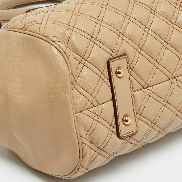 Pre Owned Marc Jacobs East West Stam Beige Quilted Leather Satchel