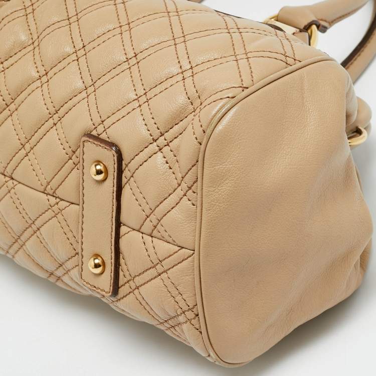 Pre Owned Marc Jacobs East West Stam Beige Quilted Leather Satchel
