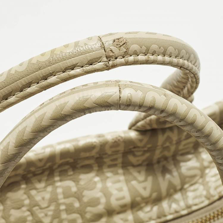 Pre Owned Marc Jacobs The Tote Small Beige Embossed Leather Bag