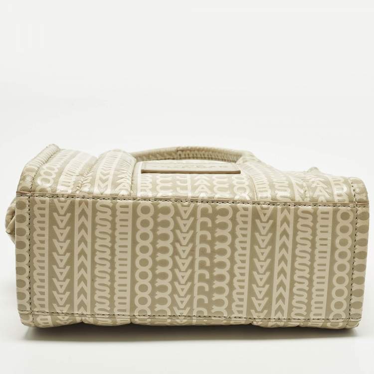 Pre Owned Marc Jacobs The Tote Small Beige Embossed Leather Bag