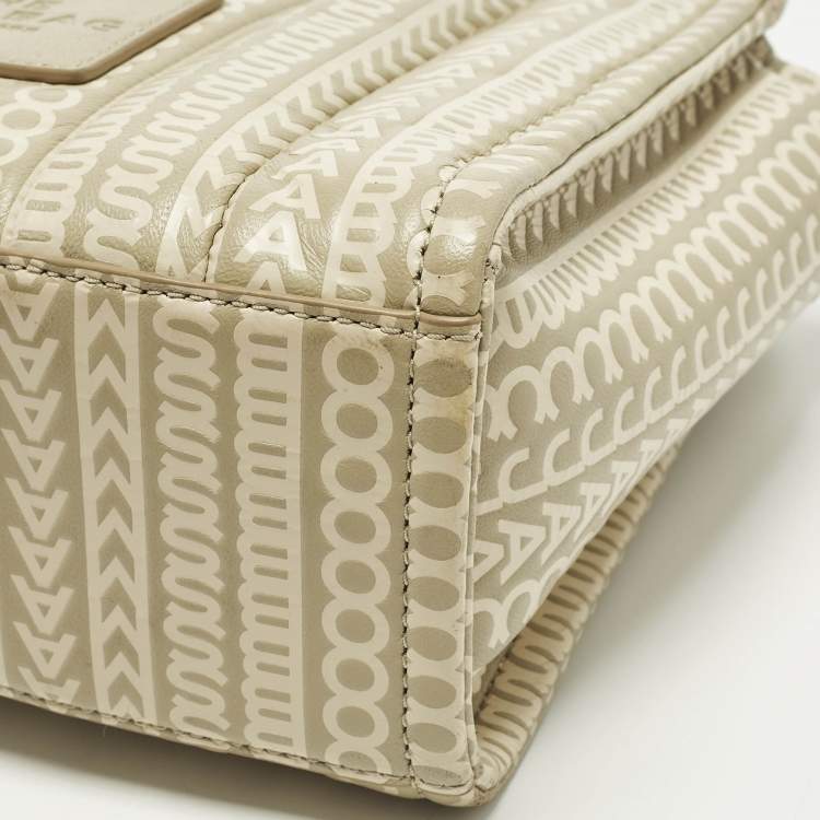 Pre Owned Marc Jacobs The Tote Small Beige Embossed Leather Bag