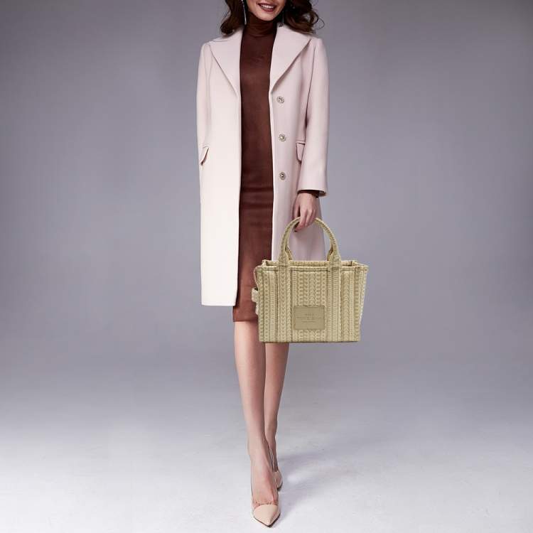 Pre Owned Marc Jacobs The Tote Small Beige Embossed Leather Bag