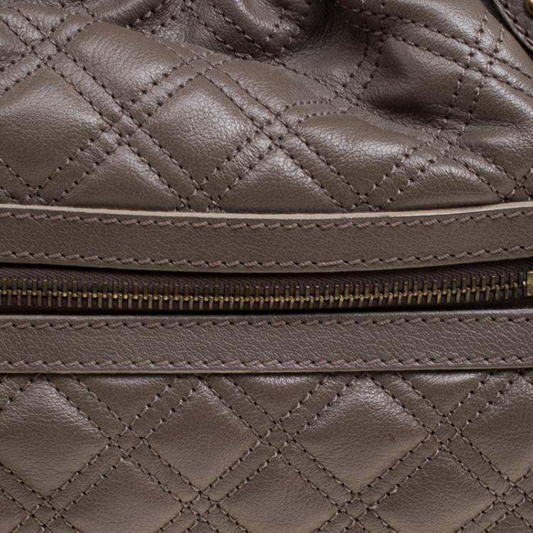 Pre Owned Marc Jacobs Dark Beige Quilted Leather Stam Shoulder Bag