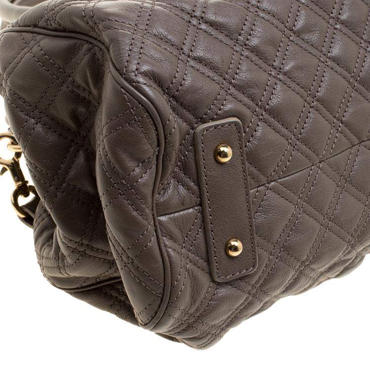 Pre Owned Marc Jacobs Dark Beige Quilted Leather Stam Shoulder Bag