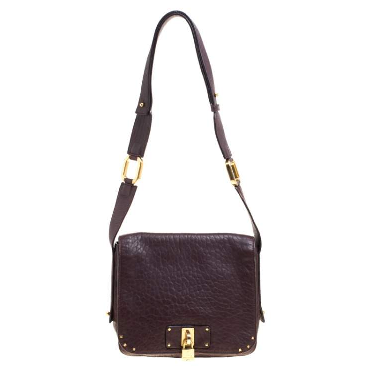 Pre Owned Marc Jacobs Dark Burgundy Leather Crossbody Bag