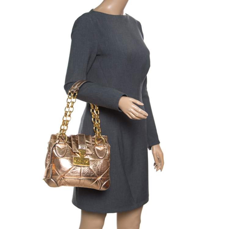 Pre Owned Marc Jacobs Rose Gold Quilted Leather Shoulder Bag