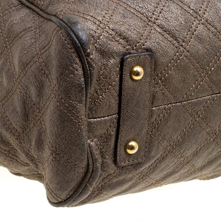 Pre Owned Marc Jacobs Gun Metal Quilted Leather Stam Shoulder Bag