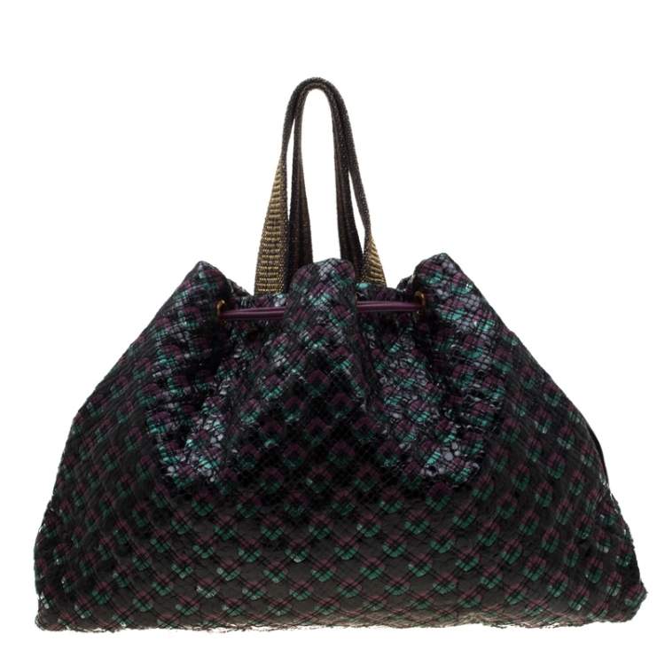 Pre Owned Marc Jacobs Tri Color Python and Leather Memphis Drawstring Tote