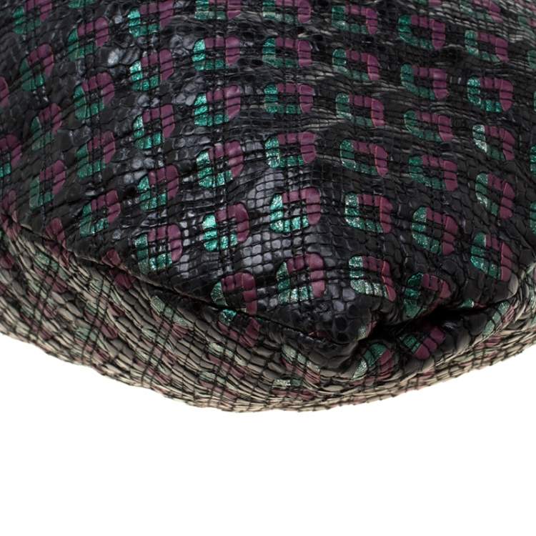 Pre Owned Marc Jacobs Tri Color Python and Leather Memphis Drawstring Tote