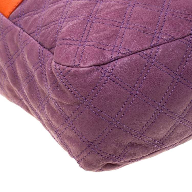 مملوكة مسبقًا Marc Jacobs Purple/Orange Quilted Leather and Python Trim Chain Lock Hobo