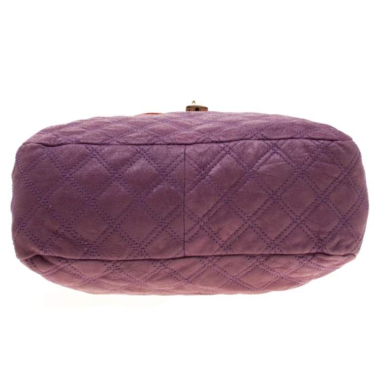 مملوكة مسبقًا Marc Jacobs Purple/Orange Quilted Leather and Python Trim Chain Lock Hobo