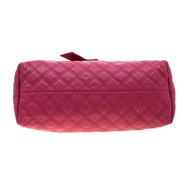 Pre Owned Marc Jacobs Dark Pink Quilted Leather Bruna Belted Tote