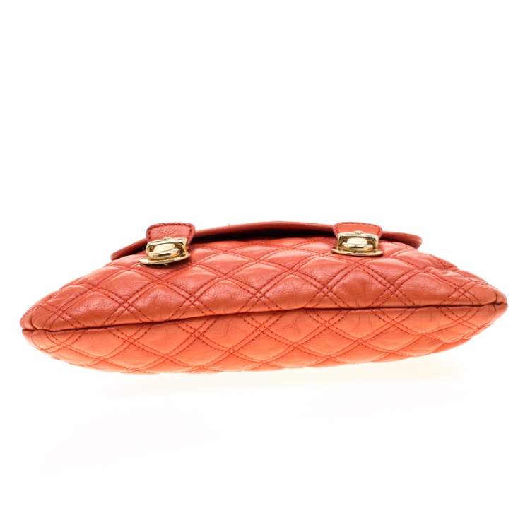 Pre Owned Marc Jacobs Orange Quilted Leather Mary Shoulder Bag